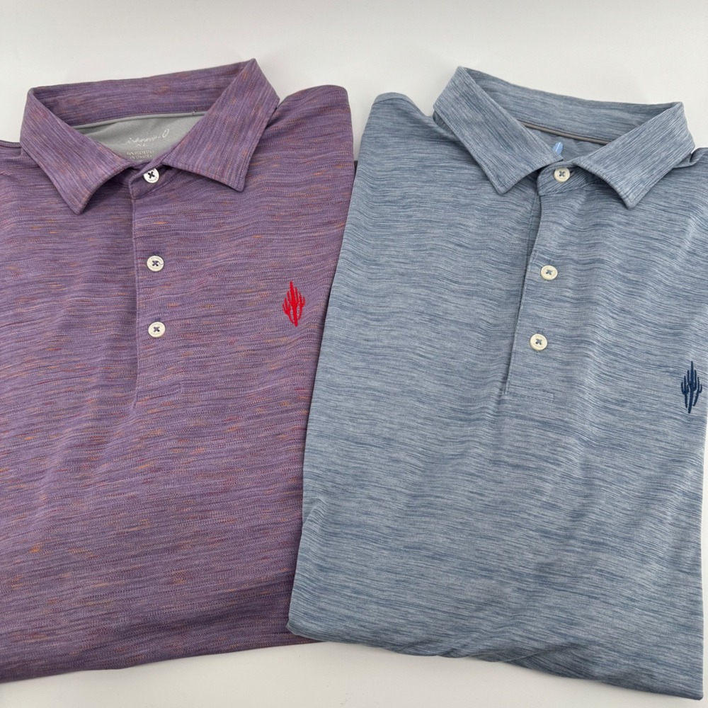Johnnie-O Polo Mens XL Blue Purple Heathered Performance Lot of 2 LOGO